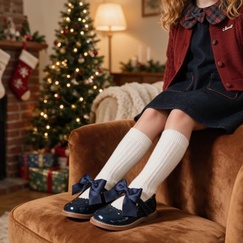 Image of GINFIVE Toddler Girls Mary Jane School Oxford Dress Flat Shoes for Wedding | Wide toe box, Hook and Loop, School Uniform Shoes for Party, Formal, Daily Wear