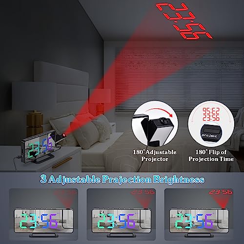 U-Pick TS-9210 Projection Alarm Clocks For Bedrooms, 7.3 Inch Rgb Colorful Digital Clock thumb #3