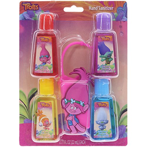 Trolls 4 Pack Hand Sanitizers with Holder