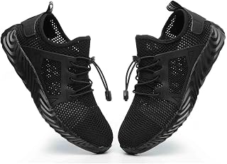 Breathable Mesh Upper Work Safety Shoes, Lightweight Labour Insurance Shoes, Smash and Puncture Resistant Steel Toe Sneakers, Unisex Outdoor Adventure Protection Footwear(Black,EU 38)