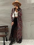 AUGCONE Womens Cardigan Maxi Long Boho Sweater Aztec Open Front Fringed Tassels Jacket Outwear(Purple, XL