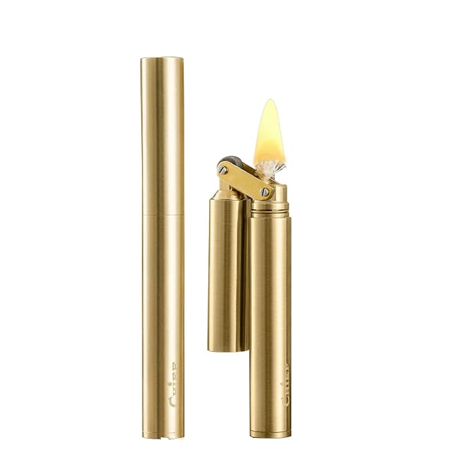 DOUBFIVSY Vintage Windproof Refillable Kerosene Lighter Antique Brass Trench Design with Gift Box Cool Trench Lighters for Men