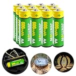 JINTION Rechargeable AA Batteries Solar Light Replacement NiMh Double a 600mAh 1.2V Battery Replace for Garden Lantern String Lights(12Pack)