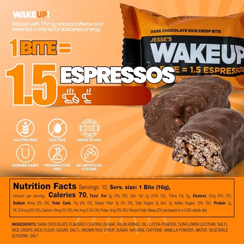 Image of WAKE UP! Caffeinated Dark Chocolate Bites, 1.5 Espressos, 2 Pack (16 Bites)