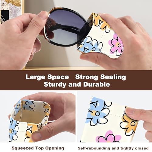 Image of Anikathy 2Pcs Sunglass Eyeglass Glasses Case Soft PU Leather with Cleaning Cloth Portable Glasses Pouch Bag for Men Women