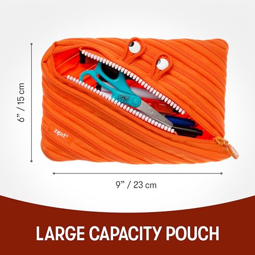 ZIPIT Monster Large Pencil Case for Boys, Cute Zipper Pouch for Kids Girls and Teens, Stationery Bag for School ,Orange by ZIPIT - Image 4