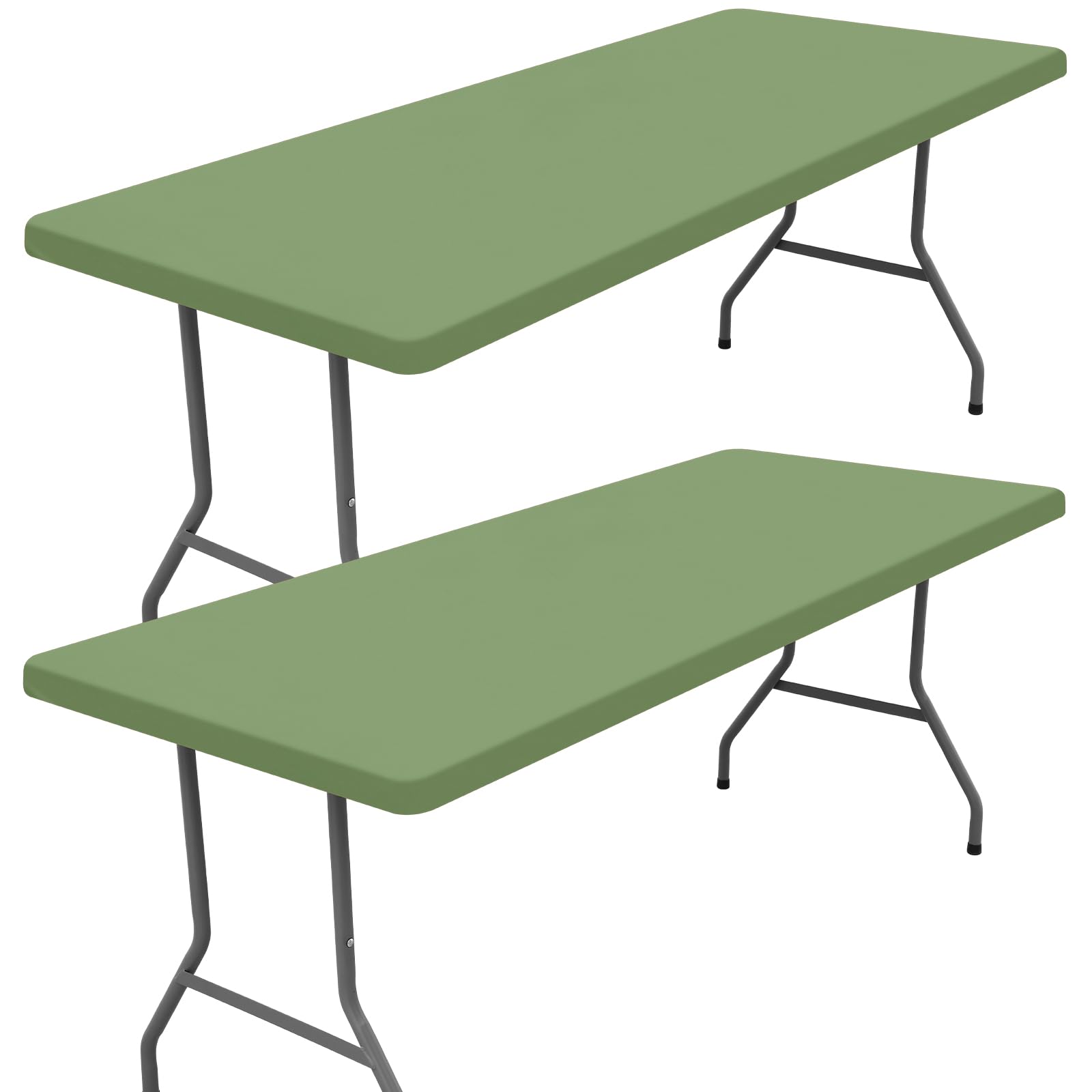 Photo 1 of Moosfor Spandex 6 Foot Rectangle Table Cloth 2 Pack, Elastic Fitted Tablecloths for Picnic, Stretch Washable Patio Table Cover for Outdoor, Camping, Banquet and Parties (Sage Green, 18"x72")