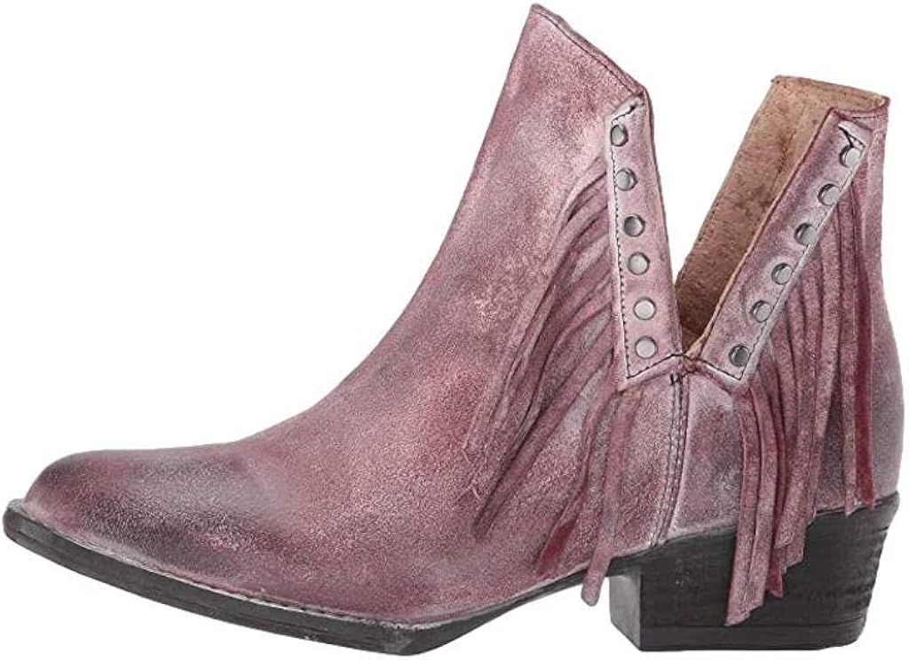 v cut fringe booties