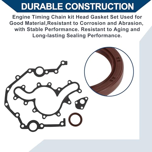 Image of Engine Timing Cover Gasket Set TCS45291 for Ford for Ranger 1990-2000 Chain Case Cover Gasket Long-lasting Sealing Metal 1 Set Black