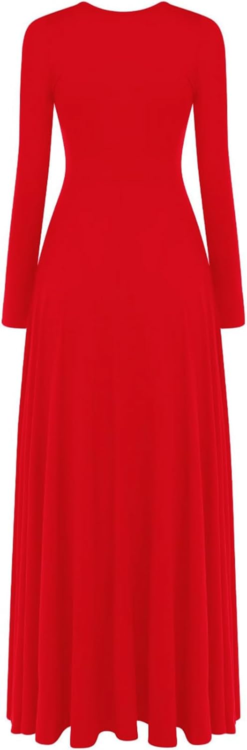 Women Worship Liturgical Dance Dress Full Length Church Robe Modern Praise Dance Dress Lyrical Headwear - Image 3