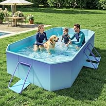 HeySplash Foldable Pool, Non-Inflatable Swimming Pool with Rigid Puncture-Proof Hard Composite Board, Kiddie Pool Outdoor Pool, Adults & Kids Pool for Backyard Garden Dog Pool 78"53"19", Blue Whale