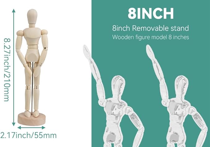 Maniquí de Madera BQLZR 8 Pulgadas Articulado para Dibujo miniatura 8