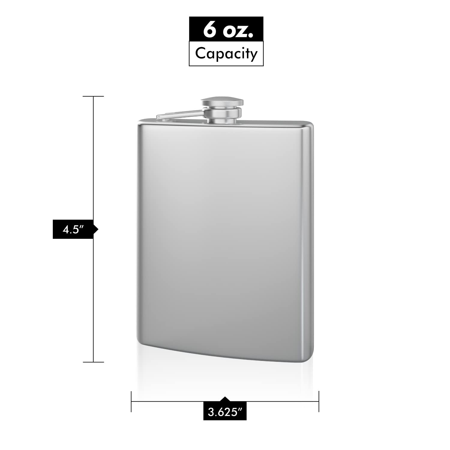 Top Shelf Flasks Stainless Steel Hip Flask, 6oz