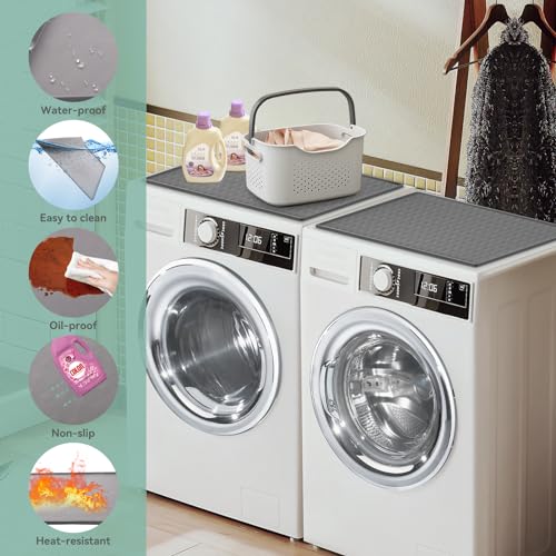 2 Pack Washer and Dryer Covers for the Top, 23.6'' x 19.7'' Silicone Rubber Mat for Laudry Machine & Dryer,Non-slip Heavy Duty Waterproof Washable Top Protector Mat Pad for Laundry & Kitchen by Garolue - Used condition - Image 5