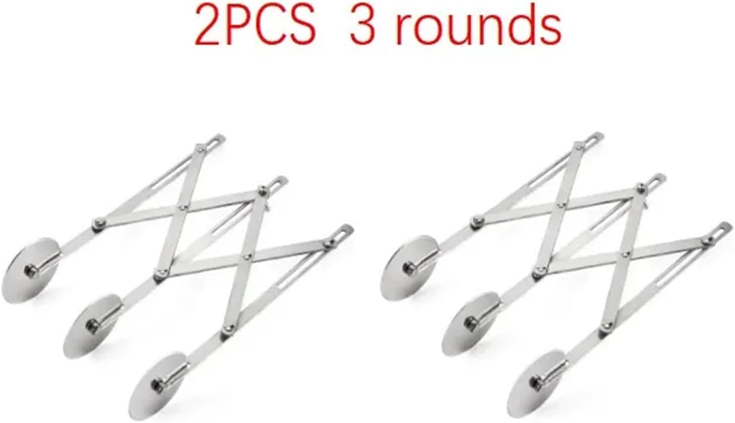 3/5/7 Wheel Cutter Dough Divider Knife Flexible Roller Blade Pizza Pastry Peeler Stainless Steel Baking Pan Tool(3 rounds 2PCS)
