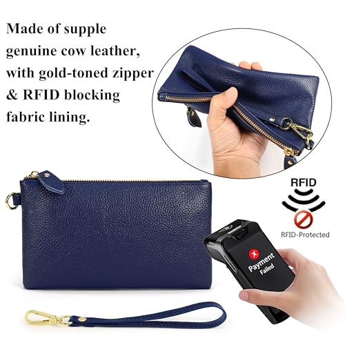 Image of Uromee Wristlet Wallet Clutch Purses for Women Genuine Leather Crossbody Bag Handbag with Detachable Shoulder Chain