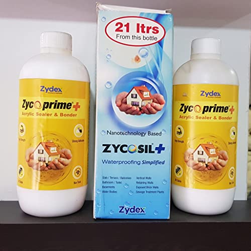 Image of Zydex Waterproofing Kit, Zycoprime Plus Acrylic Sealer and Bonder 1L (2 Bottles), Zycosil Plus 1L