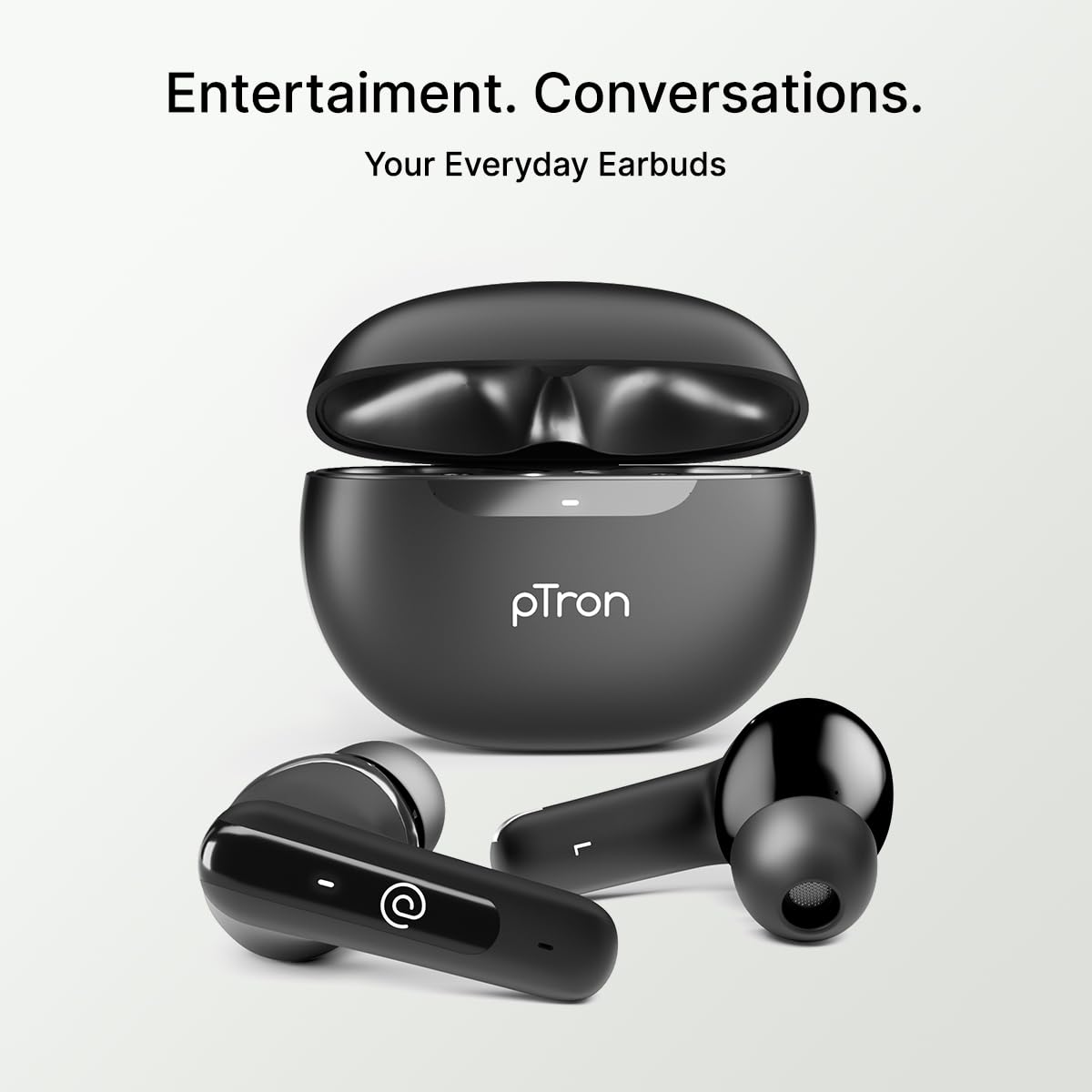 pTron Bassbuds Astra in-Ear TWS Earbuds w/Stereo Sound, 50Hrs Playtime, Stereo Calls, Custom EQ, Mobile App, BTv5.3 Headphones, Touch Control, Voice Assistant, Type C Charging & IPX4 (Black) — Amazon image 10