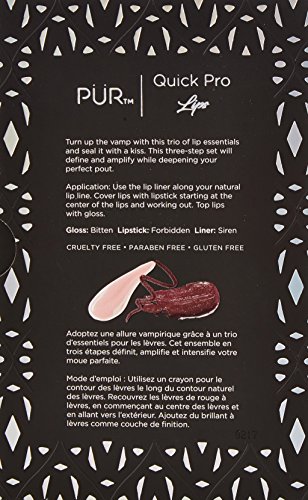 PÜR Quick Pro 3 Piece Lip Kit, Berry