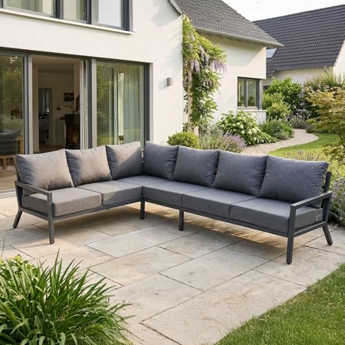 BRAST Gartenlounge-Set Aluminium Adria | viele Varianten & Module | bis zu 5 Personen | Sofa Sessel Tisch | korrosionsfrei wetterfest | Loungemöbel Essgruppe Gartenmöbel | Ecksofa-Lounge