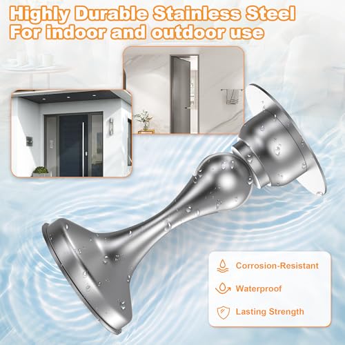 Image of Crosize Magnetic Door Stoppers 2 Pack, Stainless Steel Door Stops for Wall and Floor Mounting, Door Holder Keep Door Open, No Drilling Door Stop with Adhesive Tapes, Silver