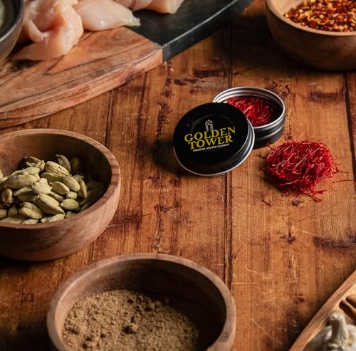 Saffron Threads by Golden Tower - Pure and Geniune all Red Saffron strands - Premium Grade Saffron Ideal for Paella, Chicken, Curry, Tea and many more dishes - Image 5