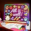 LumiBoard LED Drawing Board for Kids with 13 Light Effect- 13.7x10'' Acrylic Dry Erase Board Doodle Glow Board Kids, Includes Adapter, 7 Markers, Glow Art & Sketching Gift for Girls Teens