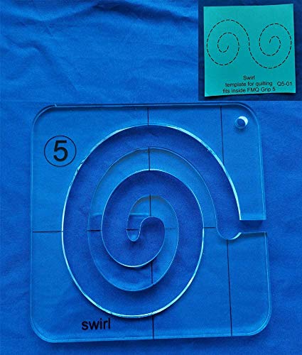 YICBOR Swirl Template for Quilting Fits Inside FMQ Grip 5 Quilting Templates for Sewing Machine Quilting Rulers
