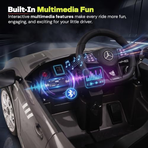 Image of Baybee Spyder Battery Operated Car for Kids | Electric Ride On with Parental Control, LED Lights & Music | Rechargeable Kids Car with Bluetooth & USB | RideOn for Kid 1-5 Years (Ash)