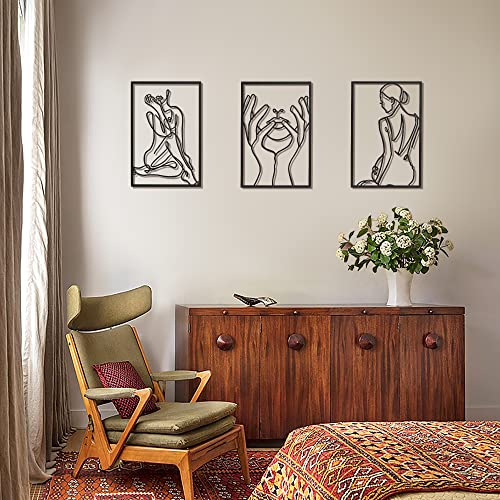 Black Wall Decor Wall Art For Living Room Bedroom Modern Wall Decor Minimalist Wall Art Wall Decor Of Real Thicker Metal Large Room Decor Wall Sculptures For Home Hanging, Black Wall Decor Set 3 Packs 11X16.5 Inches #TOP4