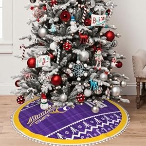 Christmas tree skirt with pom pom trim minnesota tree skirt great gift for sports fans  urban country home decor