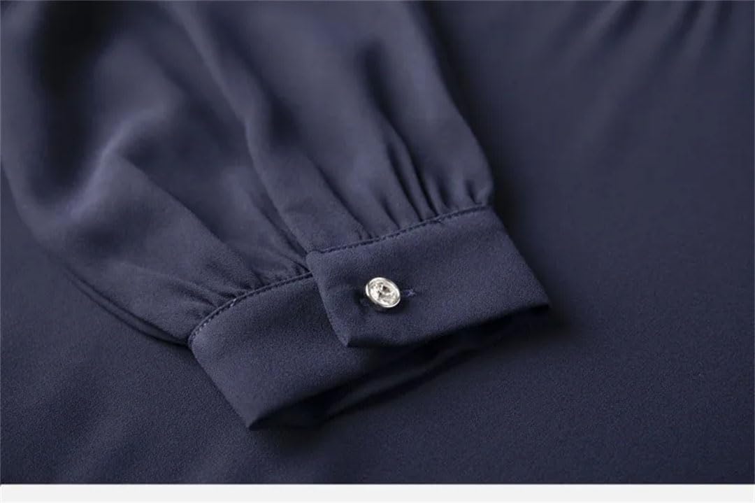 Blusas de gasa con cuello redondo y temperamento elegante para mujer, para oficina