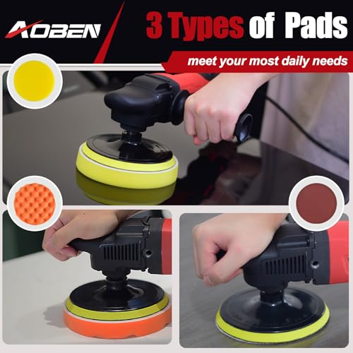 Image of AOBEN Car Buffer Polisher,Rotary polisher,1600W Car Polisher Waxer with 6 Variable Speed,4 Polishing Pads,Detachable Handle for Car Polishing and Waxing
