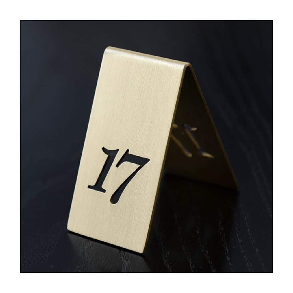 Números De Mesa De Pie Placas De Letreros De Escritorio Lados Dobles Huecos 6,5 Cm × 6,5 Cm × 4 Cm, para Restaurante Café Bar Marcador De Mesa De Latón Tarjeta De Asiento Reservado (17)