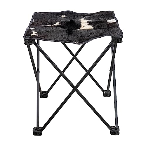 Shy Shy Let's Touch The Sky Vintage Hair-on Camping Stool, Portable Folding Stool for Outdoor Walking Hiking Fishing Camping Chair Foot Stool,Collapsible, Portable Footrest (Black & White)