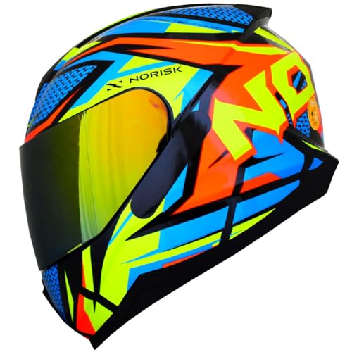 Capacete Masculino Norisk Razor Sharp Amarelo Moto Fechado (56)