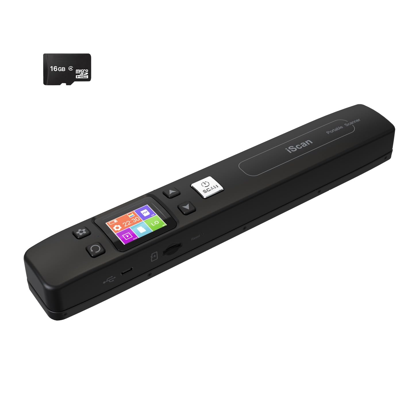 Portable Scanner, Wireless Fast Color Photo Scanner, 1.8” Color Screen for A4 Document Old Picture Receipt, 1050DPI JPEG PDF, 16GB Card, Built-in Wi-Fi, No Driver, Zero Edge