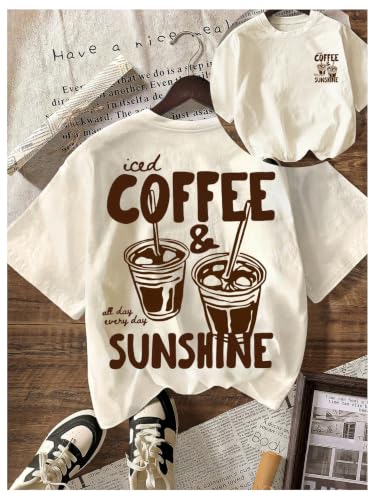 Image of RoseSeek Women's Graphic Letter Tee Crew Neck Drop Shoulder Trendy Summer T Shirt Short Sleeve Vintage Car Print Top