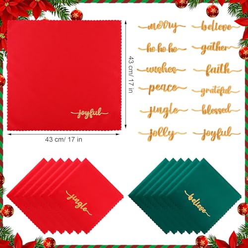 Set de 12 Servilletas de Tela Rojas y Verdes 43x43 cm miniatura 2