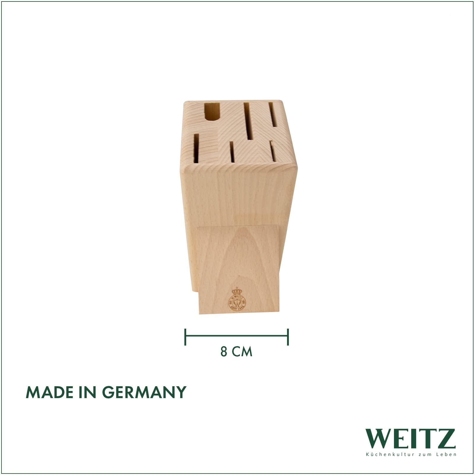 WEITZ Messerblock aus Buchenholz – Unbestückter Messerhalter für Küchenmesser – Robuster und stabiler Messerblock – Made in Germany