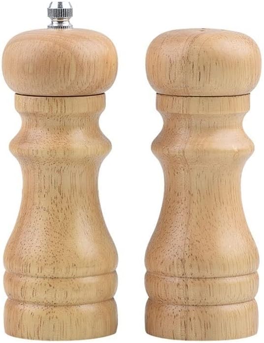 Wooden Pepper Grinder Adjustable Manual Salt Mill with Ceramic Core Rubber Wood