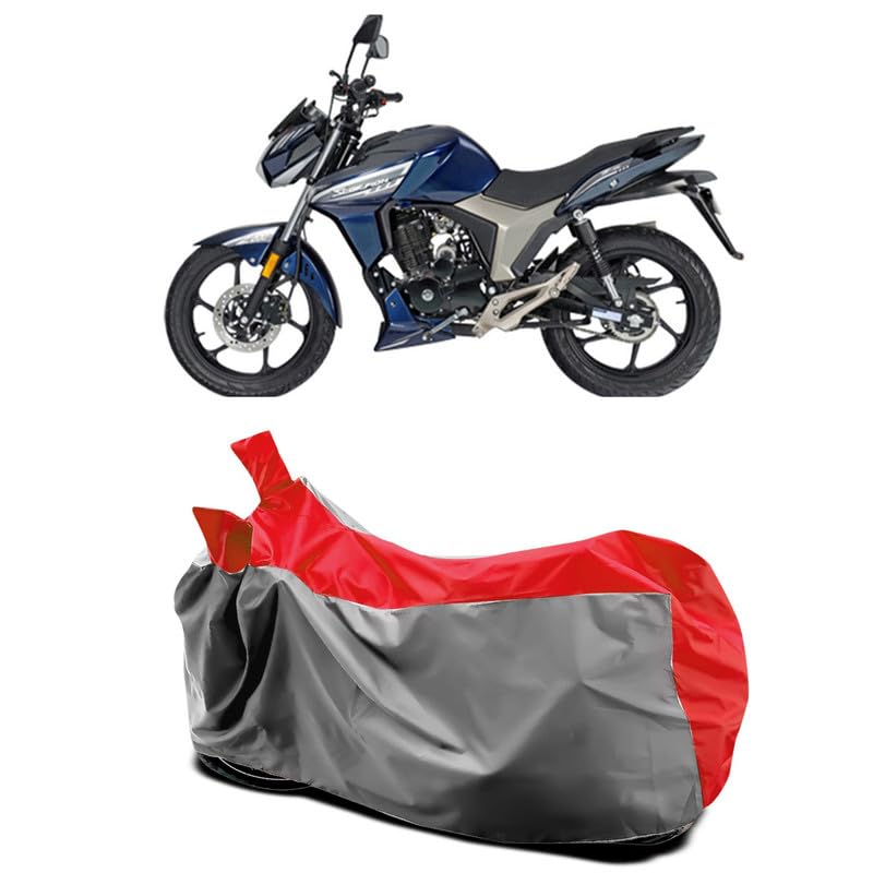 Image of DUFFEL-Two Wheeler Bike Body Cover Compatible for Scorpion Z-200 Heat Protectio /UV-Rays /Birds Dropping /DustProof /Waterproof All Variants [Gray Red]