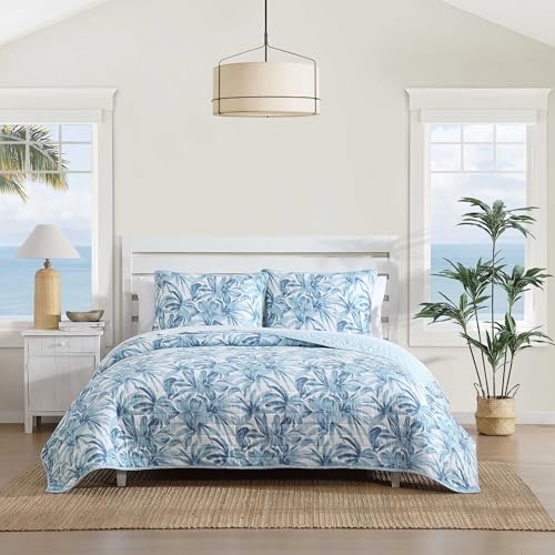 Tommy Bahama - Full/Queen Quilt Set Luxurious Bedding with Matching Shams Coastal Inspired Room Essentials (Aubrey Blue Full/Queen)