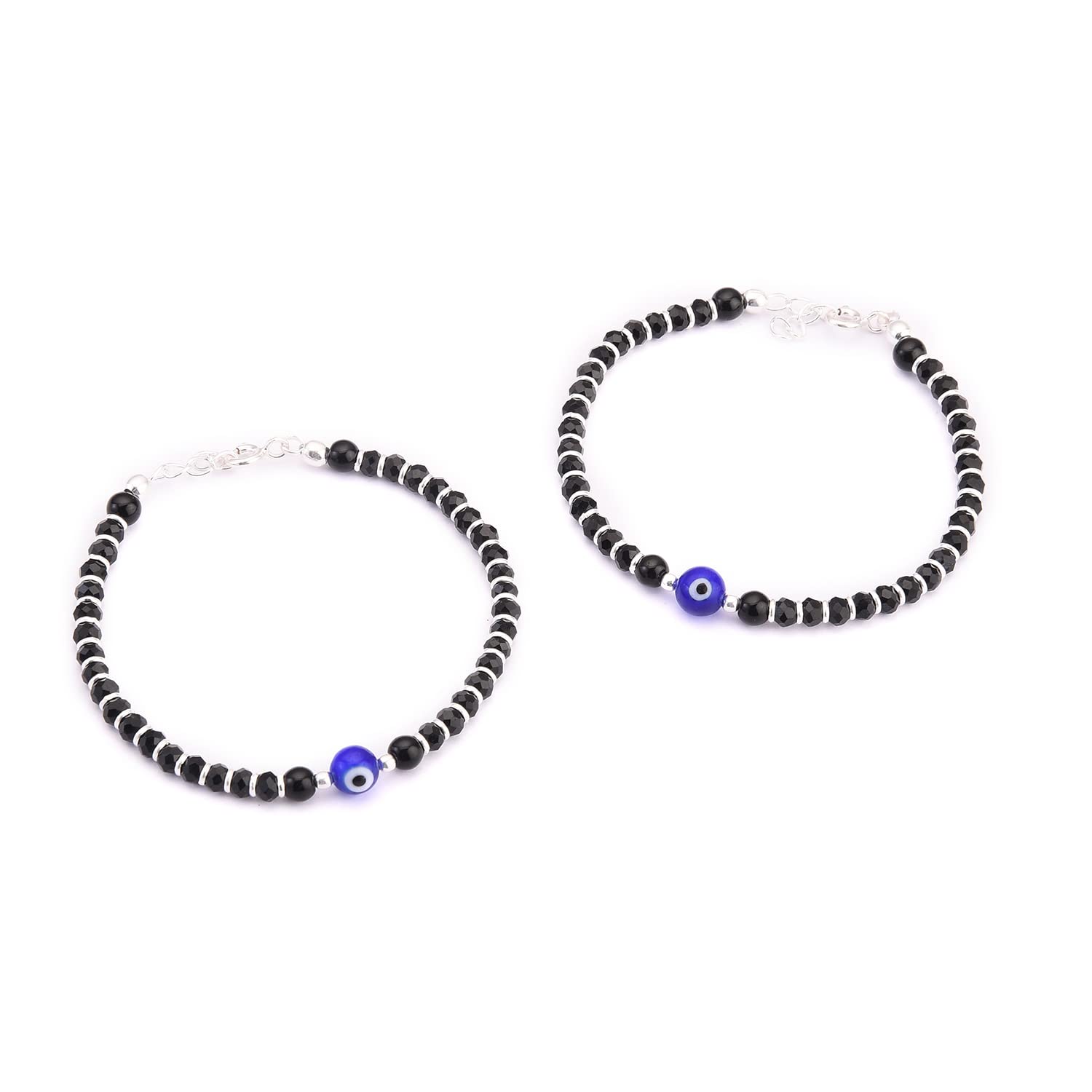 DHRUVS COLLECTION Exclusive 925 Pair of Pure Silver (Chaandi) Baby Evil Eye Nazariya Anklet/Payal With Black and Silver Crystal Beads For 2 years to 6 years girls (B098MY8DQG) Amazon Price History, Amazon Price Tracker