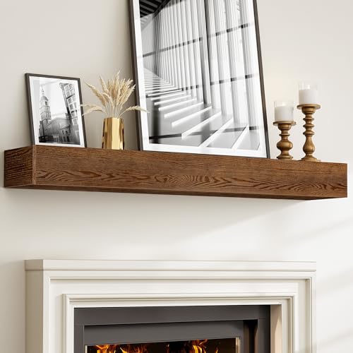 Fireplace Mantel 60 Inch,Handcrafted Solid Ash Veneer Over Engineered Wood,Wall Mounted Rustic Wood...