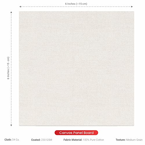 Image of Scholar Art Hobby Series 04 Oz (230 GSM) 100% Cotton Canvas Panel Board for Painting (White Blank Canvas Boards for Acrylic Paint, Oil Paint, Wet & Dry Media) | 06 inchx06 inch (15x15 cm), Pack of 4