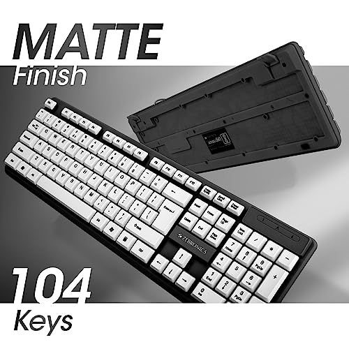 Image of Zebronics JUDWAA 541 USB Keyboard and Mouse Combo for Computers & Laptops with 1200 DPI, 1.3 Meter Cable, Retractable Stand, Comfortable Usage, Silent Typing and Matte Finish (Black + White)