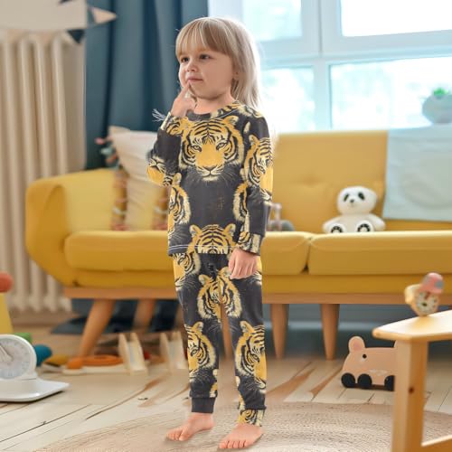 Pajama Sets Long Sleeve Tiger Face Pattern Print Soft Comfy Sleepwear 2 Piece PJS 3-8T 5