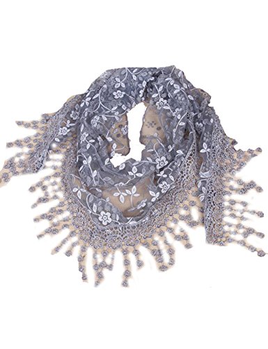 9 colors Lady Lace Scarf Tassel Sheer Metallic Floral scarves Shawl