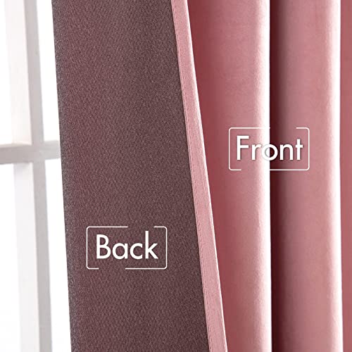 Image of MIULEE Velvet Curtains 52x90 inches 2 Panels Blush Pink Blackout Curtains | Luxury, Bedroom Living Room, Thermal Insulated, Super Soft Window Drapes, Rod Pocket & Back Tab